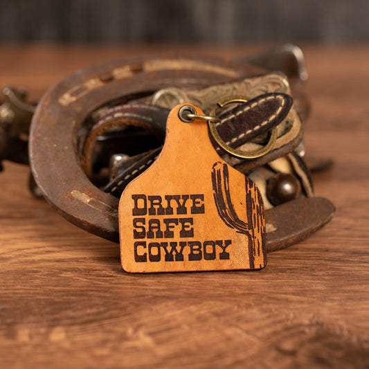 Drive Safe Cowtag Keychain