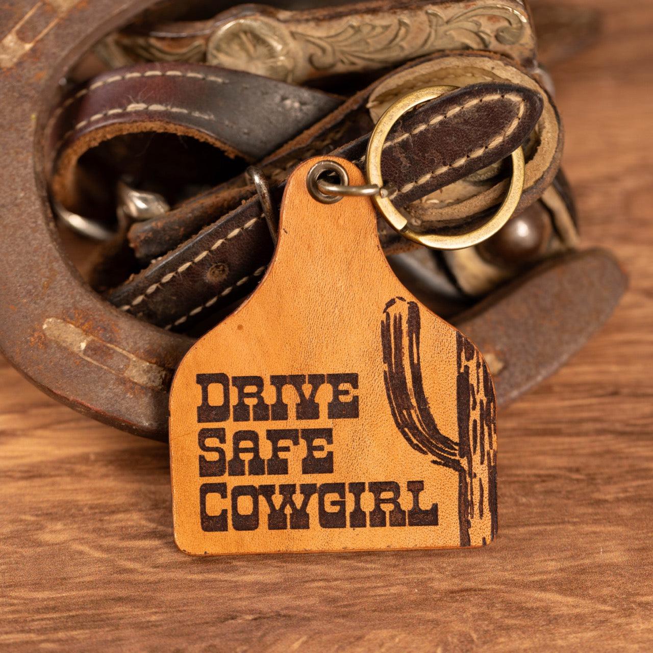 Drive Safe Cowtag Keychain