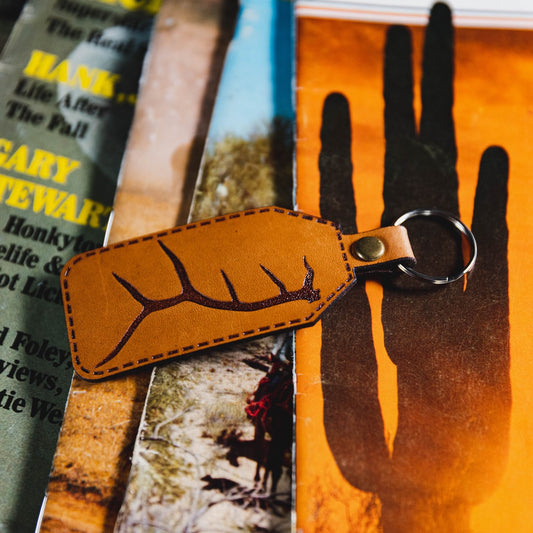 Elk Antler Leather Keychain