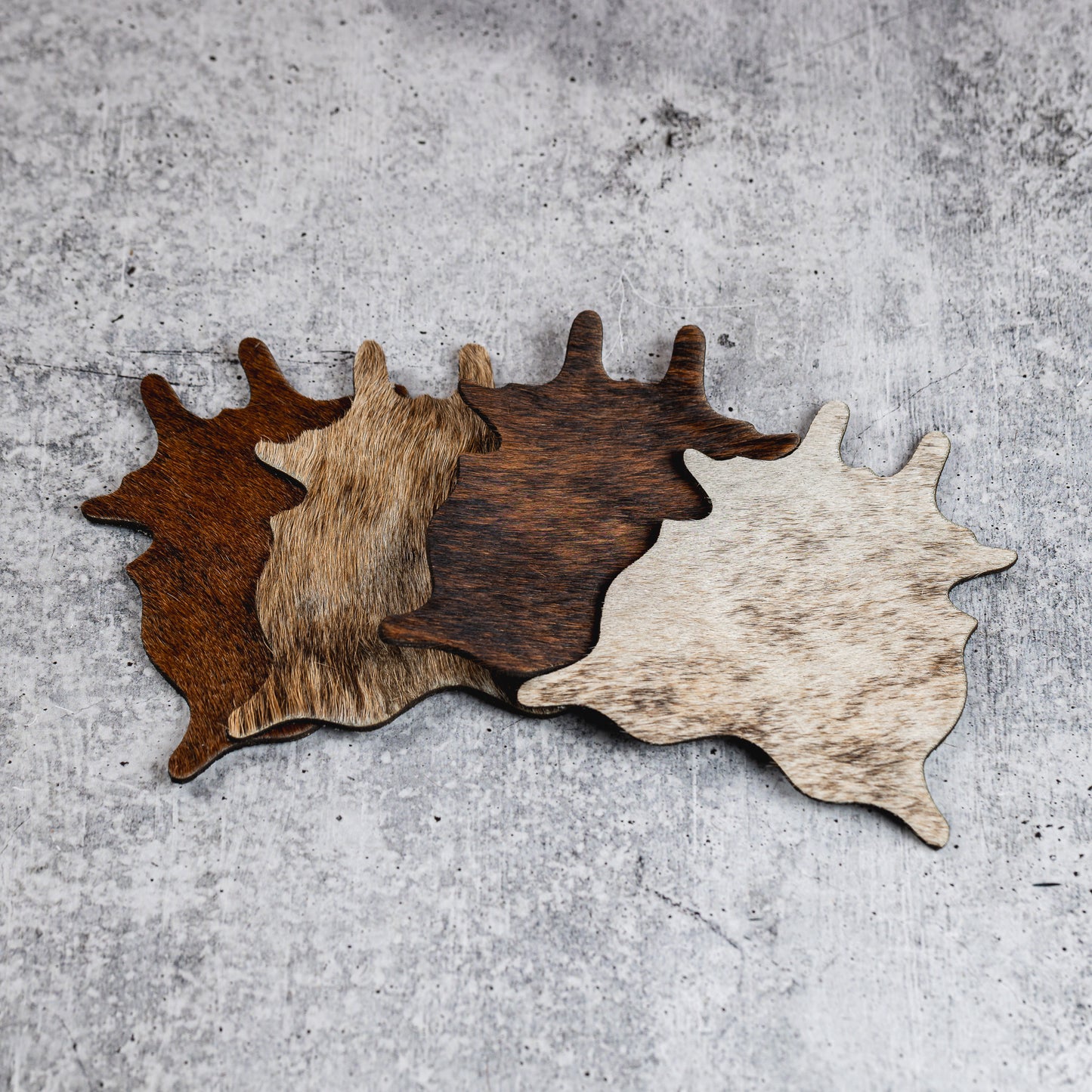 Mini Cowhide Coaster Set